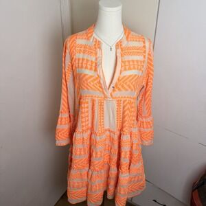 Devotion Twins Ella dress Pink Size Small Orange And White Cotton